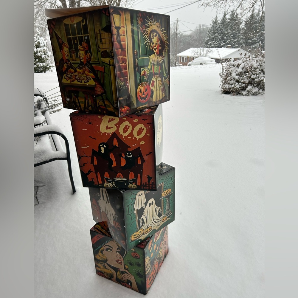 Vintage Halloween Printing (size 11.8*11.8*11.8) Halloween Stacking Boxes,New